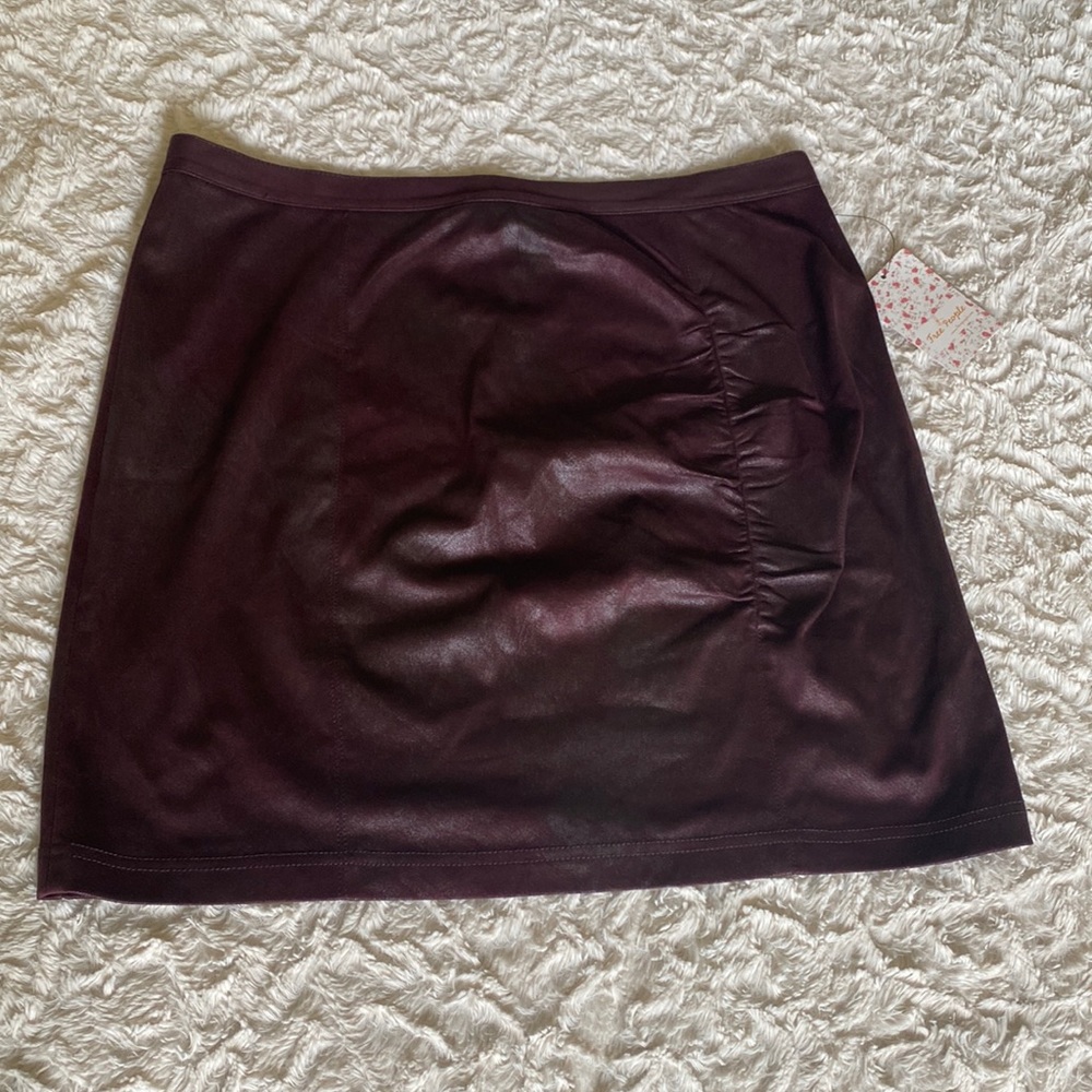 Free People Rumi Ruched Mini Skirt - Burgundy - XL
